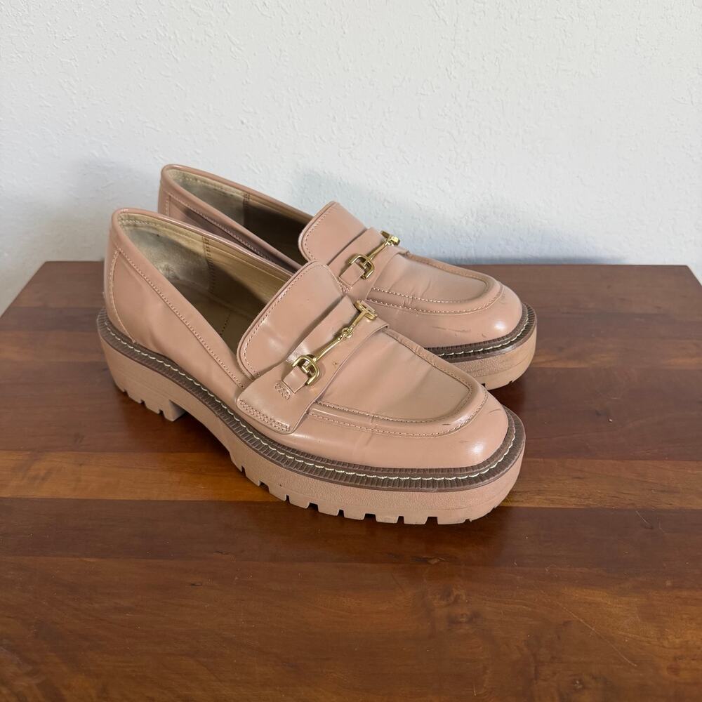 Sam Edelman Laurs Loafer Maple Sugar Brown Patent Leather Chunk Lug Sole Women 8
